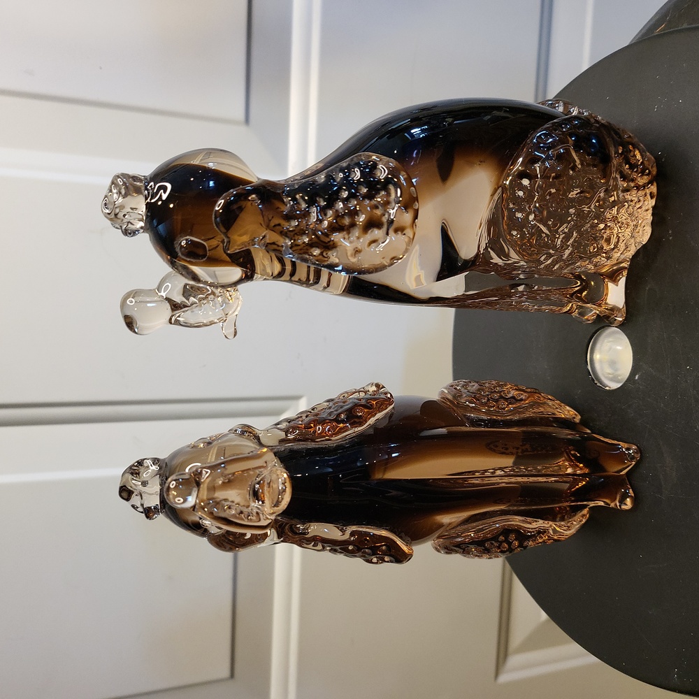 Murano Glass Pair of Poodles Hand-Made Solid Figurines